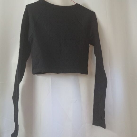 Large Women's Seamless Crop Long Sleeve Top - JoyLab™, Black - Picture 6 of 6